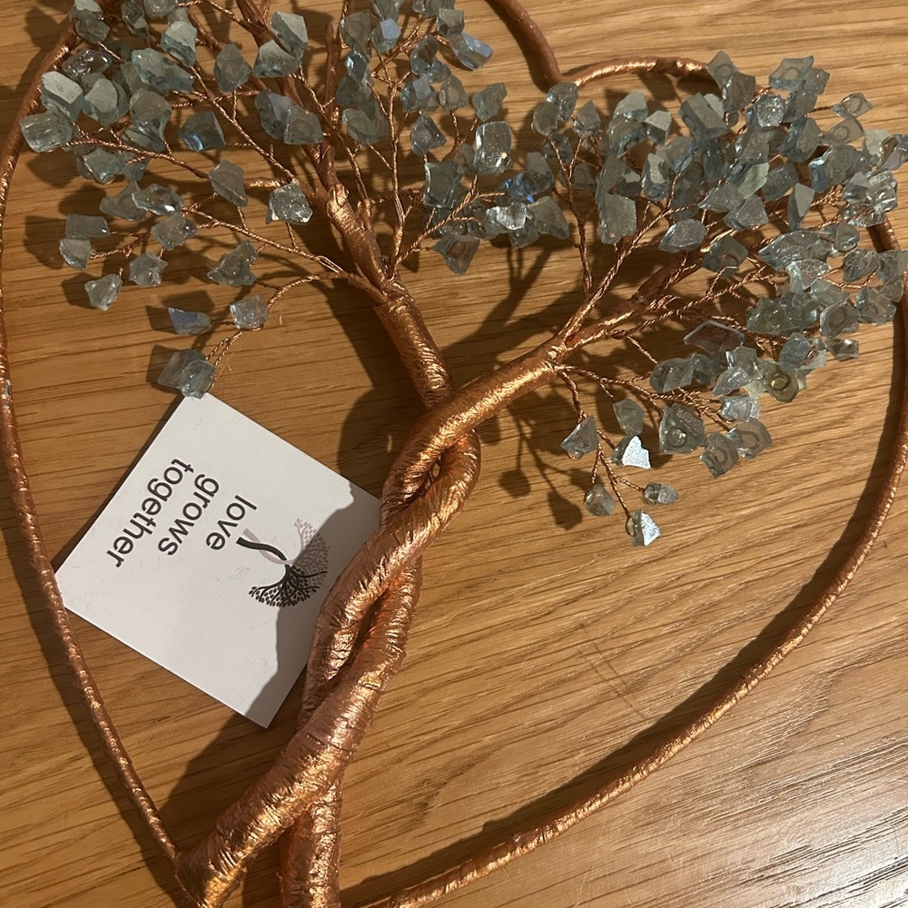 Copper and Blue Gem Tree Sculpture